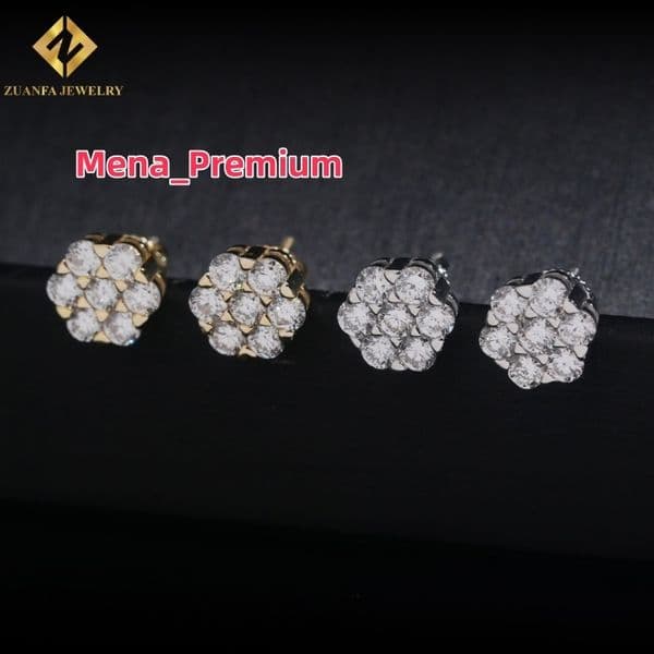 Hot Sale Classic Diamond Earrings for Women Solid Gold Hip Hop Style VVS 6mm 65mm 95mm 10mm 105mm Men Past Diamond Test