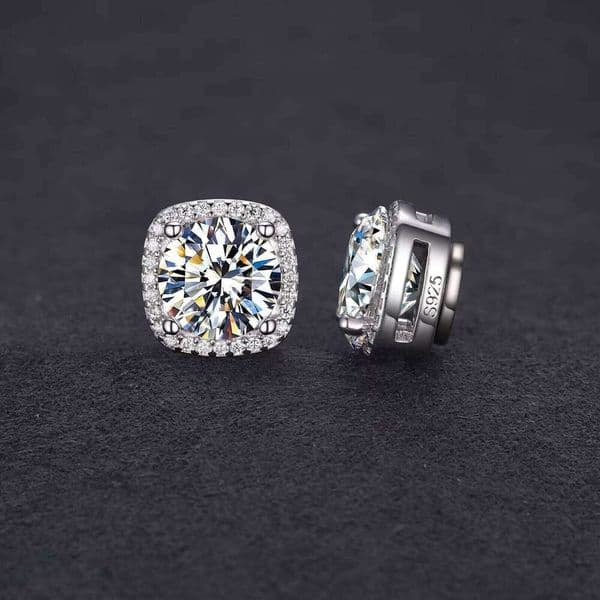 Pass Tester 5mm 6.5mm 8mm Magnetic 925 Sterling Silver Silicon Stone Diamond Halo Stud Men's Earrings