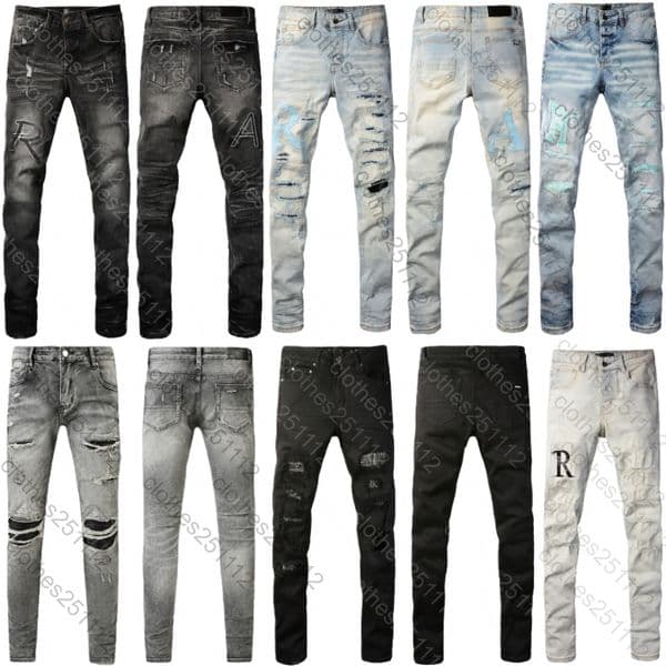 mens jeans slim fit jeans for mens designer jeans men jean homme pants hip hop hole joggers high quality jogging straight retro streetwear black denim trousers pant