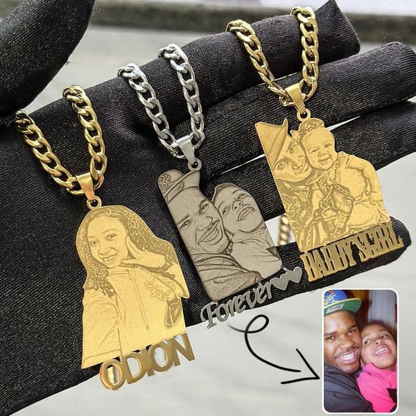 Wholesale Custom Po Necklace Custom Stainless Steel Engrave Pet Dog Cat Name Memory Frosted Po Necklace Jewelry For Woman 251211