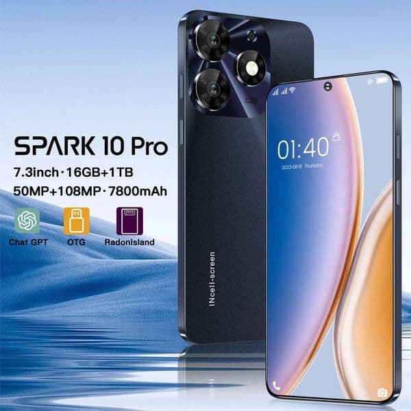 Cross-Border New Spark 10 Pro 7.3Inch Foreign Trade 16+1T Android Smart 5G Phone Factory