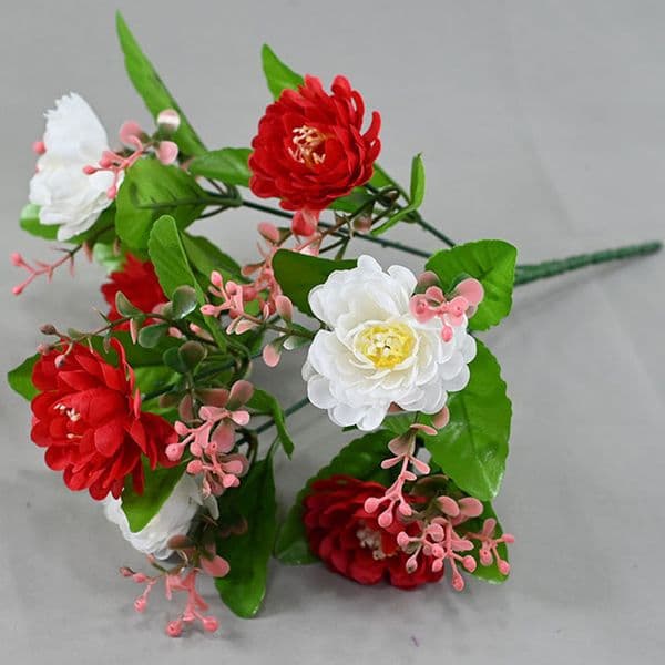 Artificial 7 Heads Pinecone Chrysanthemum Bouquet Silk Cloth Faux Flowers for Wedding Party Home Dining Room Decoration DIY Flower Arrangements Easter Vase Filler