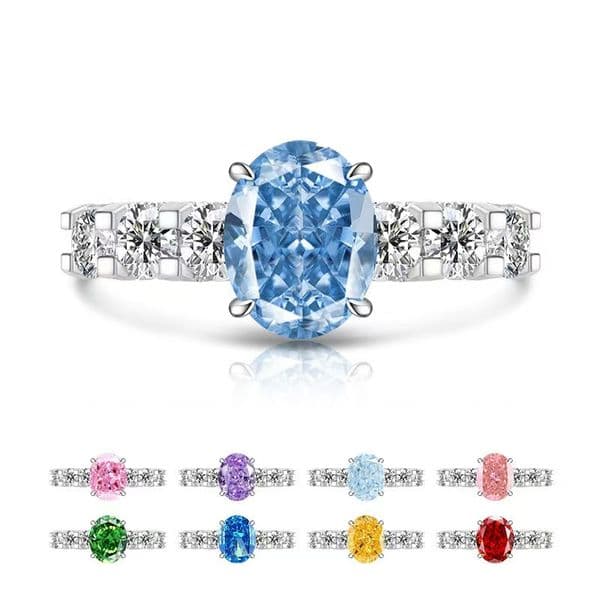 New Woman 5CT Adjustable Ring Silver Luxury Big Wedding Rings Set Bridal Women Engagement Finger Party Gift Designer Jewelry