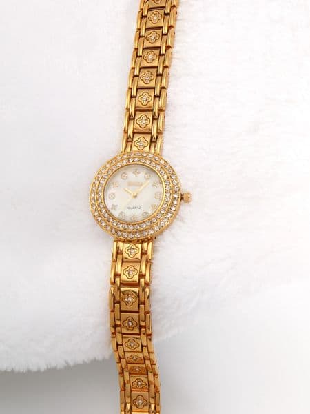 BINDA Women Gold Quartz Bracelet Watch, Gold Plated Strap, Coin Dial, Elegant Gift Watch with Beautiful Gift Box