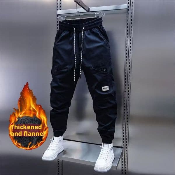 WOZK Men's Winter Pants Fleece Lined Ski Snow Pants Water Resistant Pockets Outdoor Work Pants Loose fit oversized ankle shorts