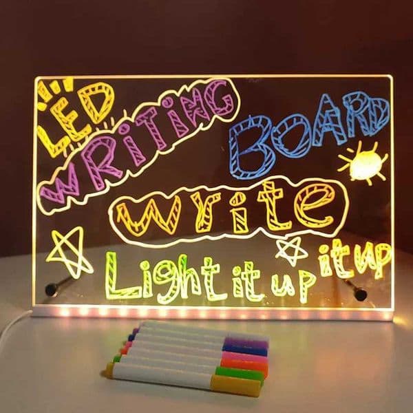 LED Note Board Night Light With Colorful 7 Pens DIY Acrylic Message Board Erasable Painting Drawing Board For Kids Birthday Gift X251215