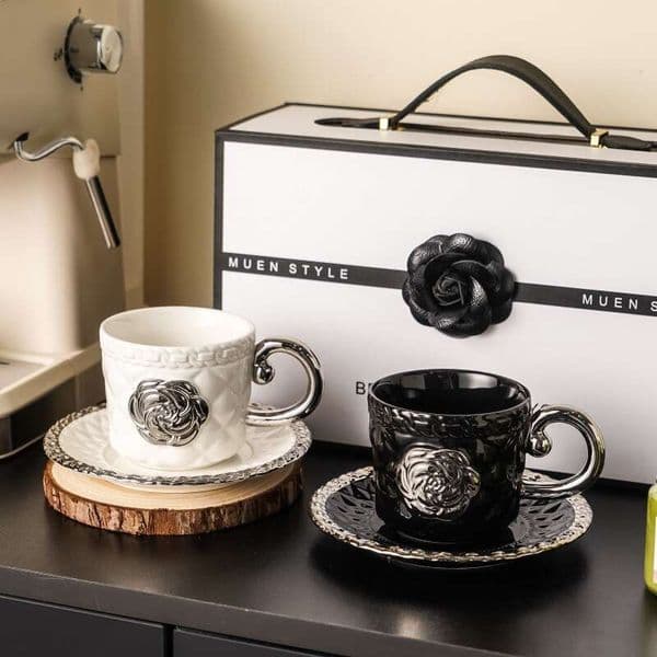 Creative Bow Ceramic Mug Internet Celebrity Gift with Lid and Spoon for Home Office Afternoon Tea Coffee Cup