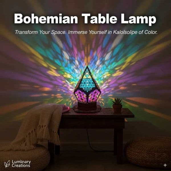 Usb Bohemian Led Projection Table Lamp Light Projector Colorful Desk Night Vintage Decoration Floor Decorative 3D Pattern Modern X251215