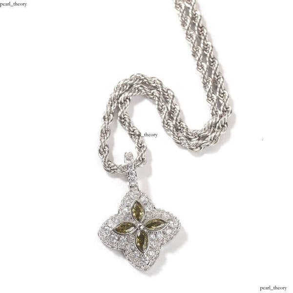 Fashion Jewelry Gold-Plated Lucky IGI Four-Leaf Pendant VVS Moissanite Diamond Clover Men's Necklace