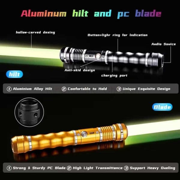 Disney REikirc 2 in 1 Lightsaber 15 Colors 17 Pixel Light Effects Light Saber Metal Laser Sword Rechargeable Toys Party Luminous Swords H2512151