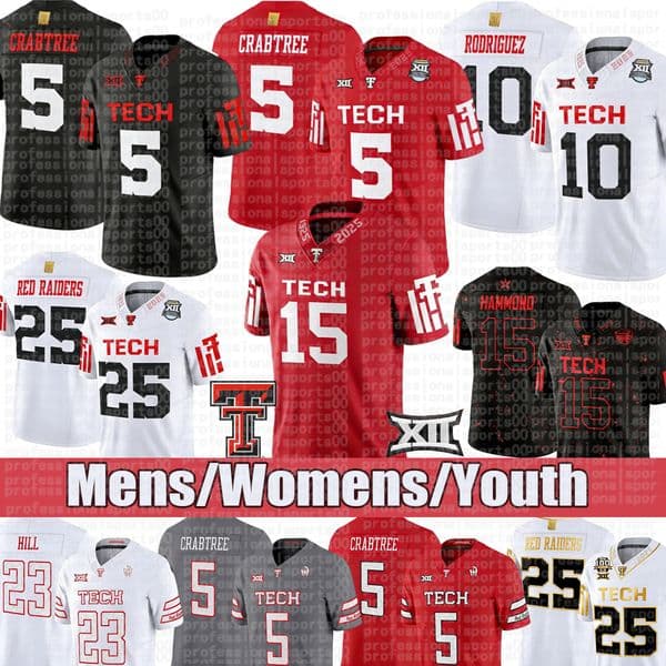 Texas Techs Red Raider 2025 Big #2 Morton #15 Hammond #12 Griffis #8 Dickey #20 Williams #5 Douglas #1 Virgil Football Jerseys