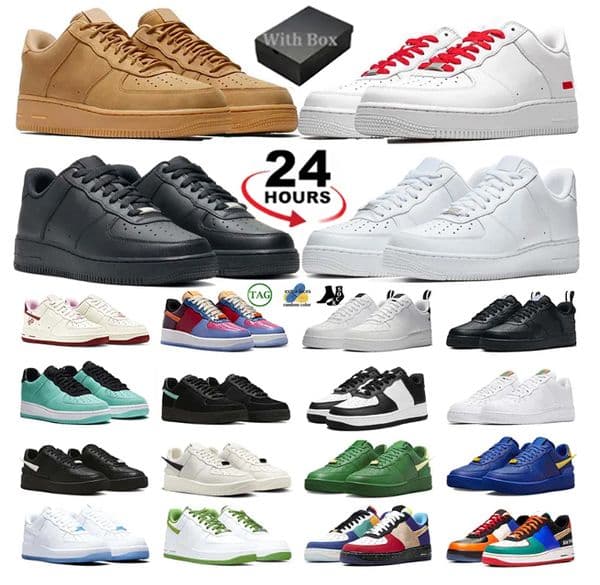 With box one men women designer running shoes 1 Triple white black Green mens trainers outdoor flat sports sneakers size 36-47