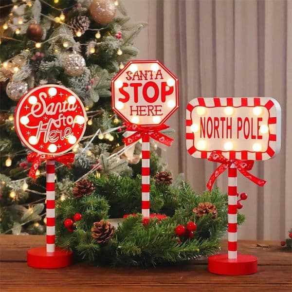Christmas Stop Here Decor Santa Stop Here Tree Topper Desk Lamp LED Santa Stop Here Tree Topper Window Decorative Lights X251215