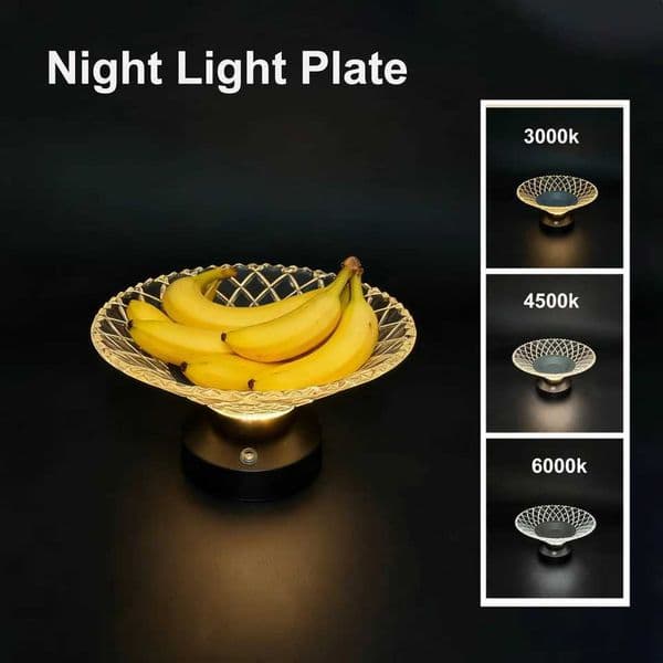 Rechargeable 3 Colors LED Night Light Plate Living Room Table Household Basket New High-End Candy Dried Snacks Storage Lamp X251215