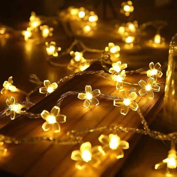 1PC Flower Fairy Lights Battery Operated String Lights Waterproof 10/20/30/40 LED Cherry Blossom Lights For Patry Wedding Decor X251215