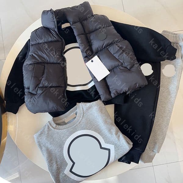 Childrens Down Vest Designer Hoodie Set Boy Girls Sweatshirts Pants Kids Clothing Sets Fleece-lined Tracksuits 2pcs 3pcs Kid Jacket Clothes -12 DPD2512153