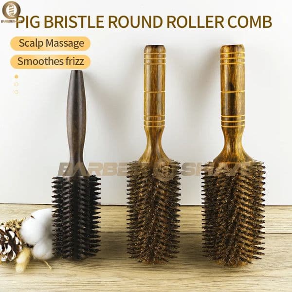 Professional Boar Bristle Round Hair Brush for Women and Men Hair Styling Comb Salon Hairdressing Hairdresser Wood Round Brush 251212