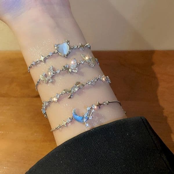 Zircon Heart Bracelet for Women Fashion Moon Stars Lovers Aesthetic Butterfly Accessories In 251215
