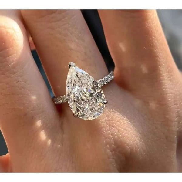 IGI Certified Cvd HPHT 3ct Lab Grown Created Diamond D VS1 VS2 Platinum Gold Rings Engagement Ring Jewelry for Women Pear Halo 1