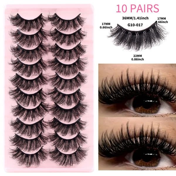 Thick Fluffy False Eyelashes Wispy Natural Look Multi-layer 3D Faux Mink Lashes Full Strip Handmade Reusable Naturally Curled Eyelash Extensions Accessory
