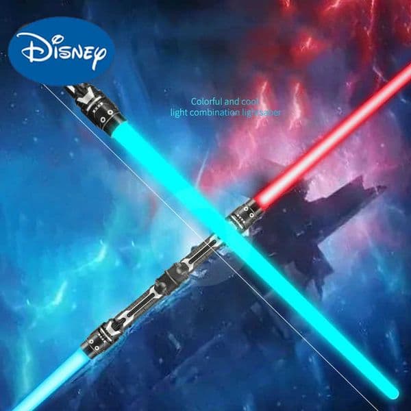 Disney Colorful Glowing Sword Toys Laser Sword Lightsaber Red and Blue Double Saber Telescopic Music Cosplay Cool Flashing Children Toy H251215