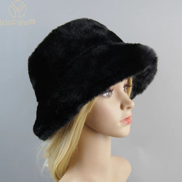 2025 Style Fake Rabbit Fur Hats Super Soft Women Winter Hat Cotton Lining Warm Russian Fashion Ski Beanies Plush Solid Color 251205