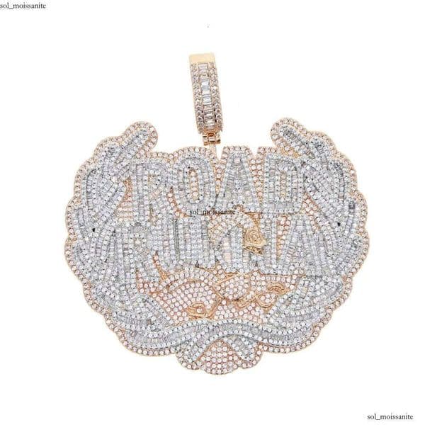 Lurunna Charm 5A VVS Moissanite Sparkling Men's Jewelry Hip Hop Micro Pave VVS IGI Moissanite Letter Pendant Necklace