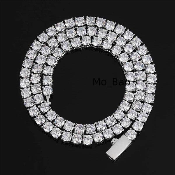 Hip Hop Diamond Tennis Necklace Bling 3MM 4MM 5MM 6MM Diamond Moissanite Tennis Chain