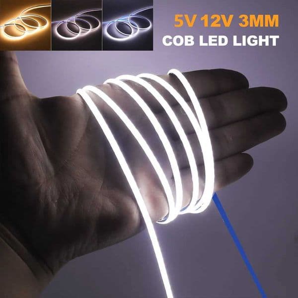 DC 5V COB Strip 3mm Ultra Thin Flexible Ribbon Tape 12V 320 LEDs/m High Density Flexible LED Light For Home Decor 3000K-6000K X251215