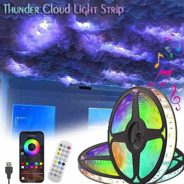 LED Lightning Cloud Strip Light APP Remote Control USB Color Changing Decorative Night Light Game Room Mood Light String X251215