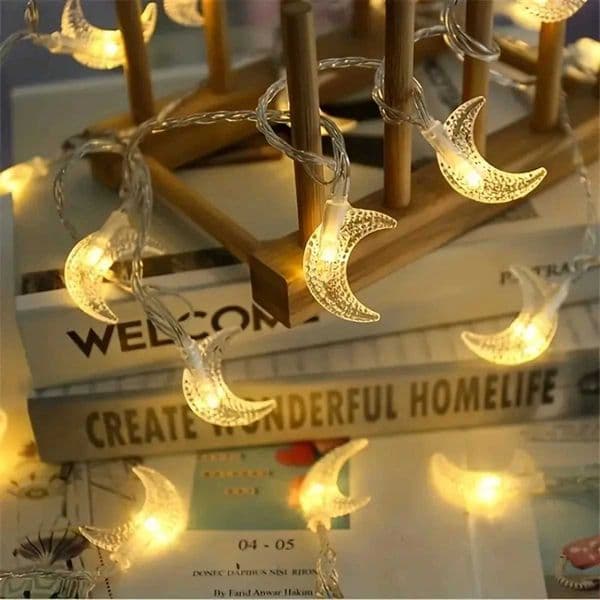 1pack Ramadan Decor Moon String Lights Battery Operated LED Ramadan Mubarak Lights For Crescent Party Home Garden Living Rooms X251215