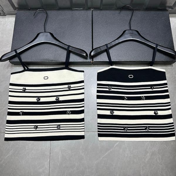 Brand Women Sexy Camisole Striped Cropped Knitted Vest Summer Vaion Party Tanks Z260518 Z260518