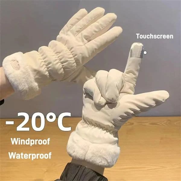 Ski gloves for women winter thick warm plush cotton waterproof touch screen outdoor cycling and mountaineering 251215