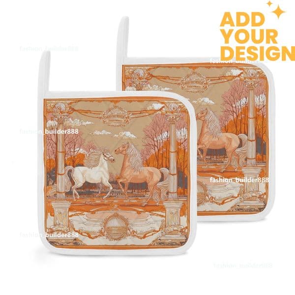 Custom Designer H Pot Holders Clearance for Kitchen Luxury Horse Pattern Heat Resistant Hot Pads Trivet for Cooking and Baking H20