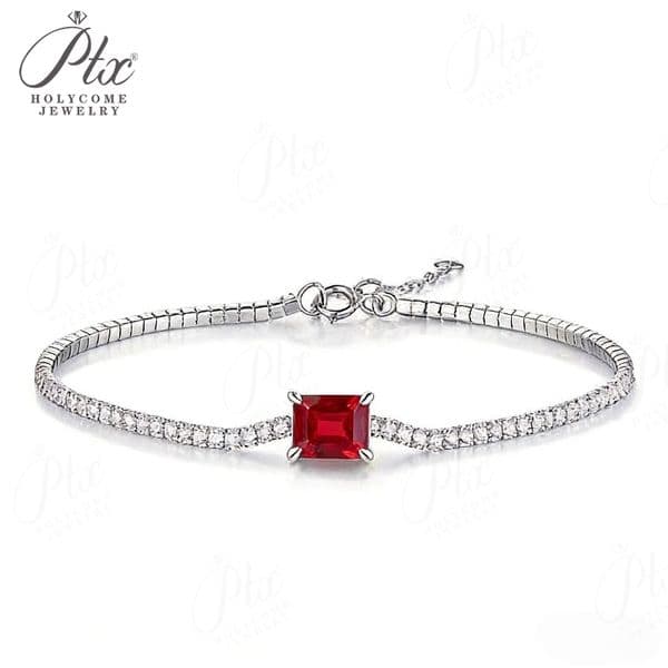 Emerald Cut Lab Grown Columbia Emerald/Ruby/Sapphire Bracelet White Gold Style Fine Jewelry Tennis Bracelet Anniversary Gift for Women