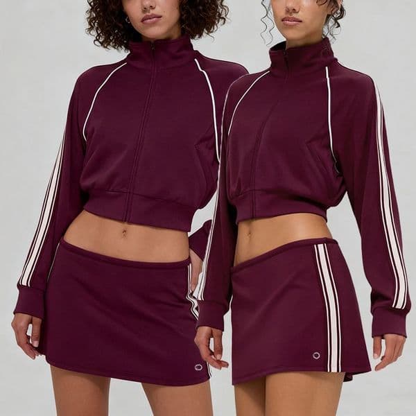 Women's Modal Yoga Set, Breathable Stand Collar Zip Jacket & Skort Outfit, Comfortable Sportswear for Lounge and Exercise, Sizes S-XL
