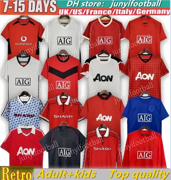 Retro Soccer Jerseys manchesteers United Long Sleeved Ronaldo Rooney Giggs Nani 2006 07 08 Home Away Scholes Tevez Vintage Classic mens kid kits Football Shirt 666