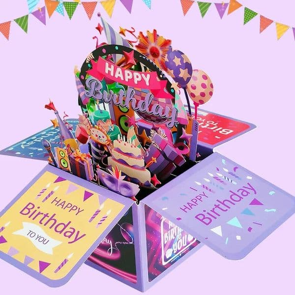 3D Pop Up Happy Birthday Greeting Card Gift Cards For with Envelope Blessing Postcard Party Gifts 251216BJ