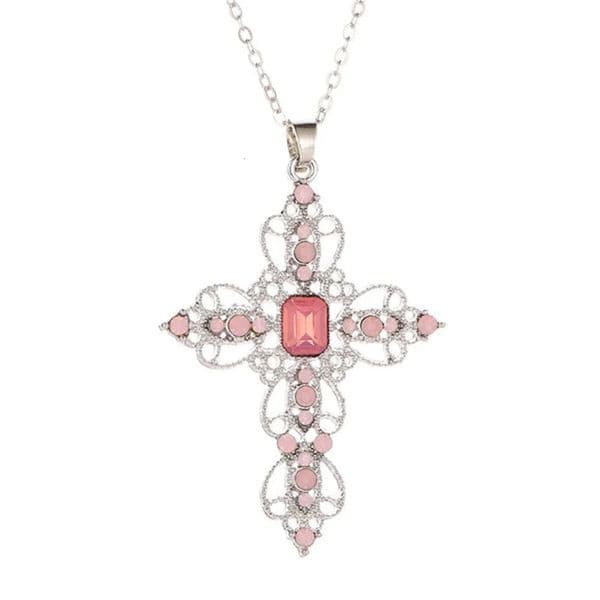 Gothic Big Zircon Cross Necklace Unisex Y2K Irregular Goth Large Cross Pendant Necklaces for Men Women Couple Necklace Jewelry 251211