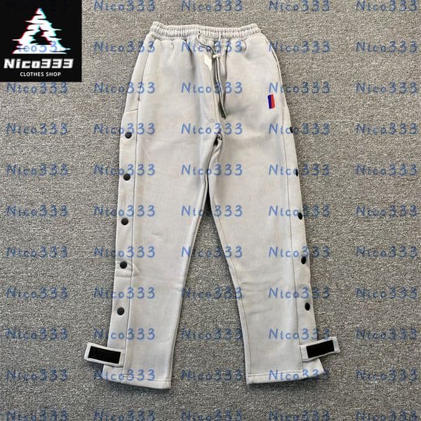 Fog pants double cap embroidered letters row button gray black cotton loose versatile casual fashion men women hoodie straight leg sweatpants