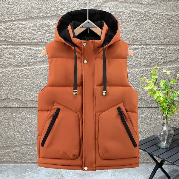 Winter Mens Vest with Detachable Hood Warm Padded Bodywarmer Quilted Sleeveless Coat Male Casual Waistcoat Jacket 251212