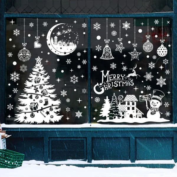 202pcs Christmas Snowflake Window Stickers Removable DoubleSided Decorations Holiday Party Office Glass Decoration Supplies 251216BJ