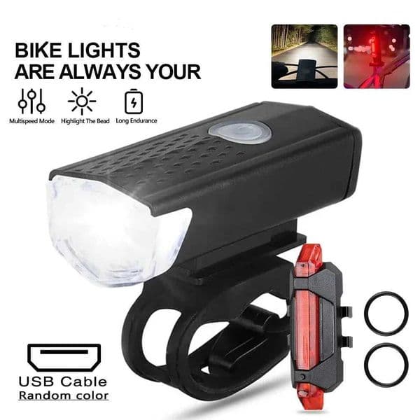Bike Light Set Bicycle Headlight Taillight USB Rechargeable MTB Bike Front Rear Lamp Set Cycling Flashlight Bicycle Accessories C251216