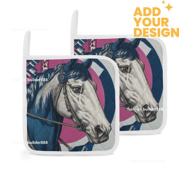 Custom Designer H Pot Holders Clearance for Kitchen Luxury Horse Pattern Heat Resistant Hot Pads Trivet for Cooking and Baking H43