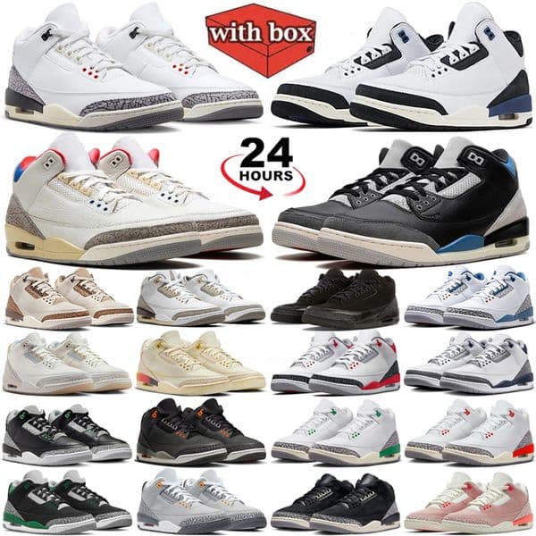 With box designer shoes 3 3s basketball shoes men women True Blue Black Cat Family Affair El Vuelo A Ma Maniere mens trainers outdoor sneakers 36-47