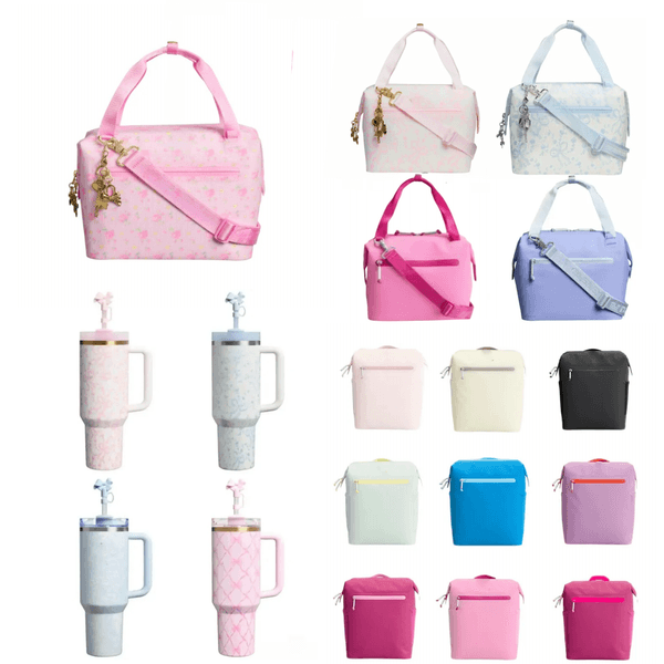 US Warehouse 40oz Water Bottle Holiday Mugs Tumblers handle Lid And Straw All Day Julienne Mini Soft Cooler Bag Lunch Bag Boxes Backpack Floral Holiday Limited 151216