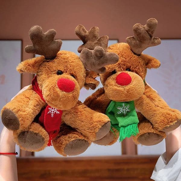 Scarf Reindeer Plush Toys Fluffy Soft Christmas Party Atmosphere Decoration Exquisite Desktop Ornament Festival Gifts For Friend 251211BJ