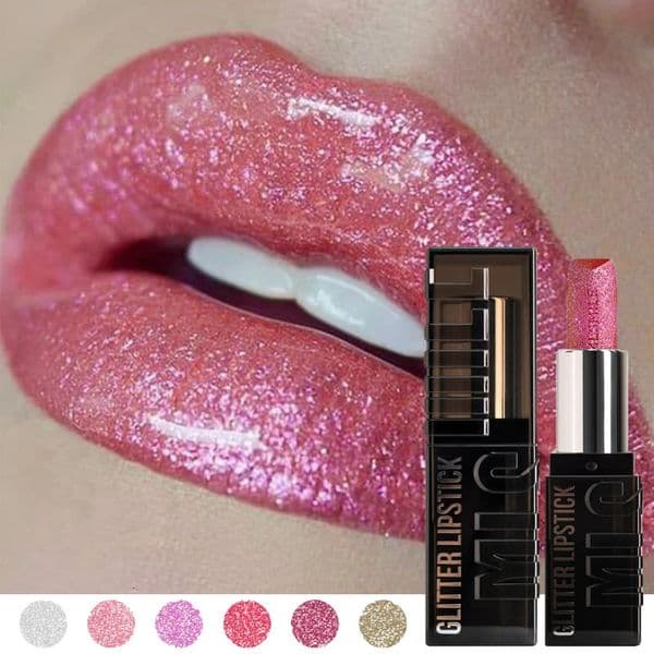 6 Colors Red Glitter Lipstick Waterproof Long Lasting Diamond Pearlescent Metallic Lipstick Sparkling Women Lips Makeup Cosmetic 251211