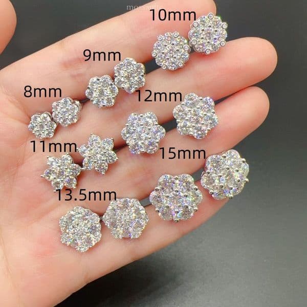 Moissanite Iced Out Cluster Stud Earrings For Women Wholesale Lab Dia Screw Back Sterg Sier wer