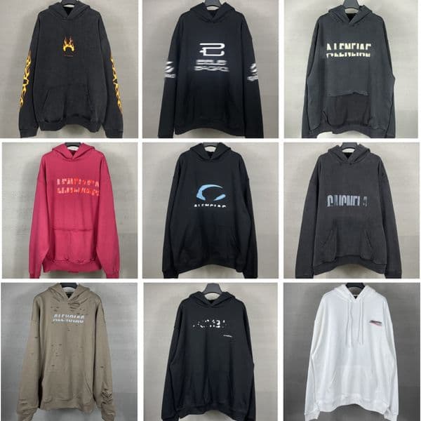 Designer Hooded Sweatshirt for Men and Women Trendy Brand with Letter Embroidery and Flame Print Distressed Print Hooded Long-Sleeve Sweatshirt Sizes XS-L
